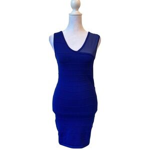Charlotte Russe Royal Blue Ribbed Tank Sweater Dress with Mesh Back Size M